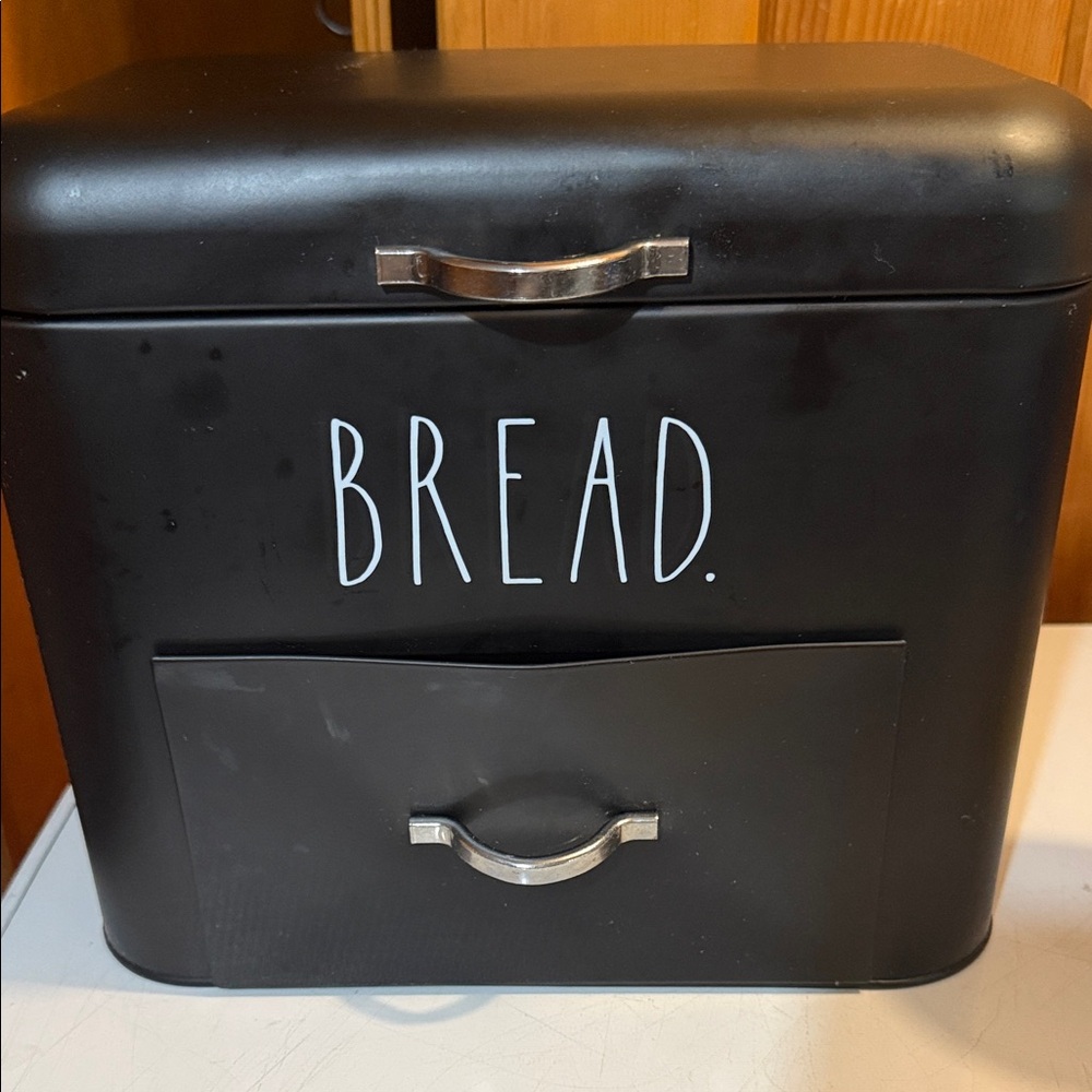 Rae Dunn Black Bread Box with Drawer
